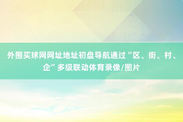 外围买球网网址地址初盘导航通过“区、街、村、企”多级联动体育录像/图片