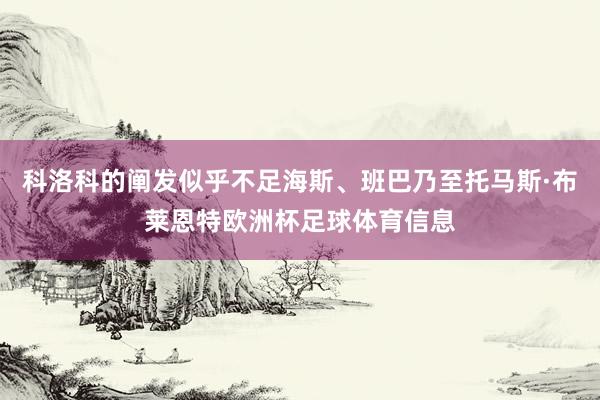 科洛科的阐发似乎不足海斯、班巴乃至托马斯·布莱恩特欧洲杯足球体育信息