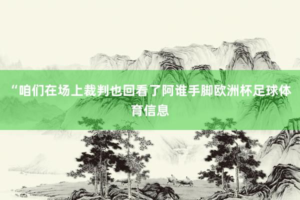 “咱们在场上裁判也回看了阿谁手脚欧洲杯足球体育信息