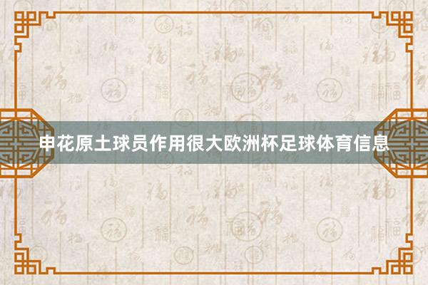 申花原土球员作用很大欧洲杯足球体育信息