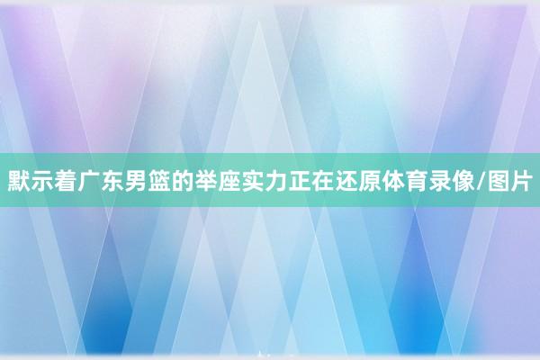 默示着广东男篮的举座实力正在还原体育录像/图片