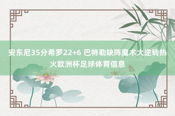 安东尼35分希罗22+6 巴特勒缺阵魔术大逆转热火欧洲杯足球体育信息