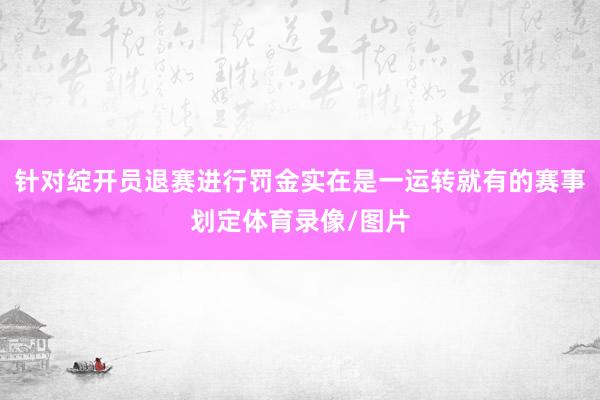 针对绽开员退赛进行罚金实在是一运转就有的赛事划定体育录像/图片